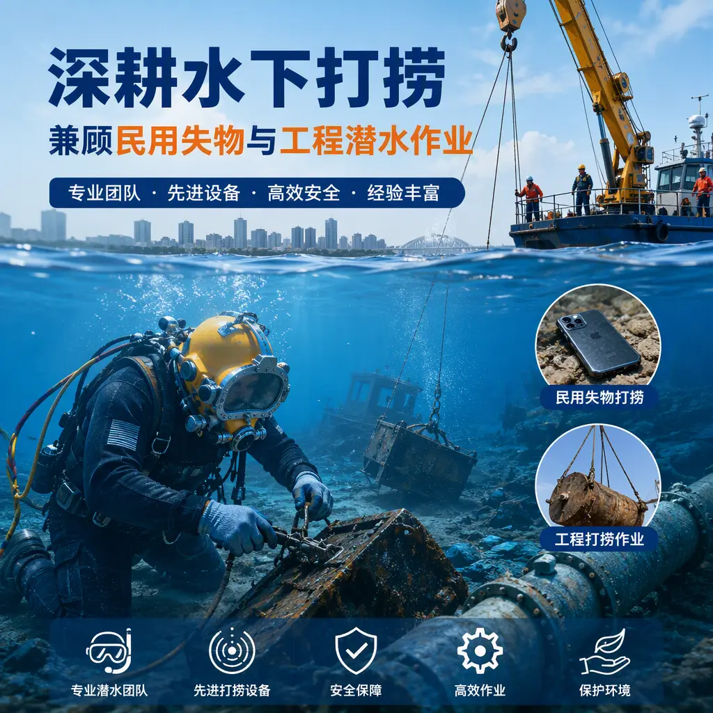 深耕水下打捞，兼顾民用失物与工程潜水作业阿拉尔