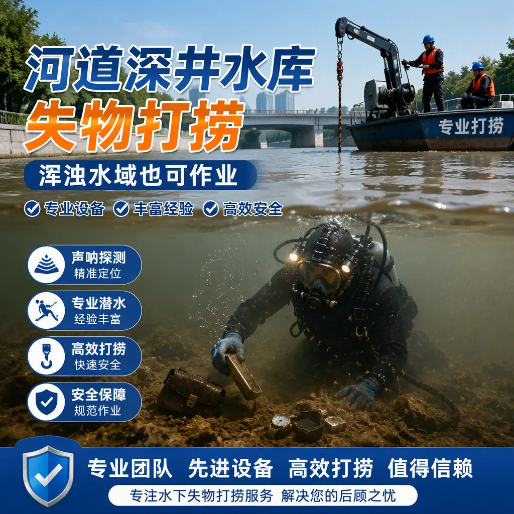 河道深井水库失物打捞，浑浊水域也可作业阿拉尔